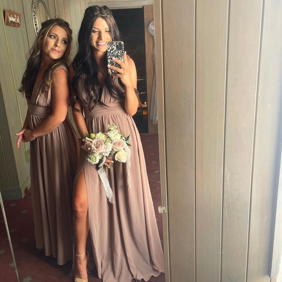 taupe bridesmaid dresses lulus Taupe Gown - Maxi Dress - Sleeveless Maxi